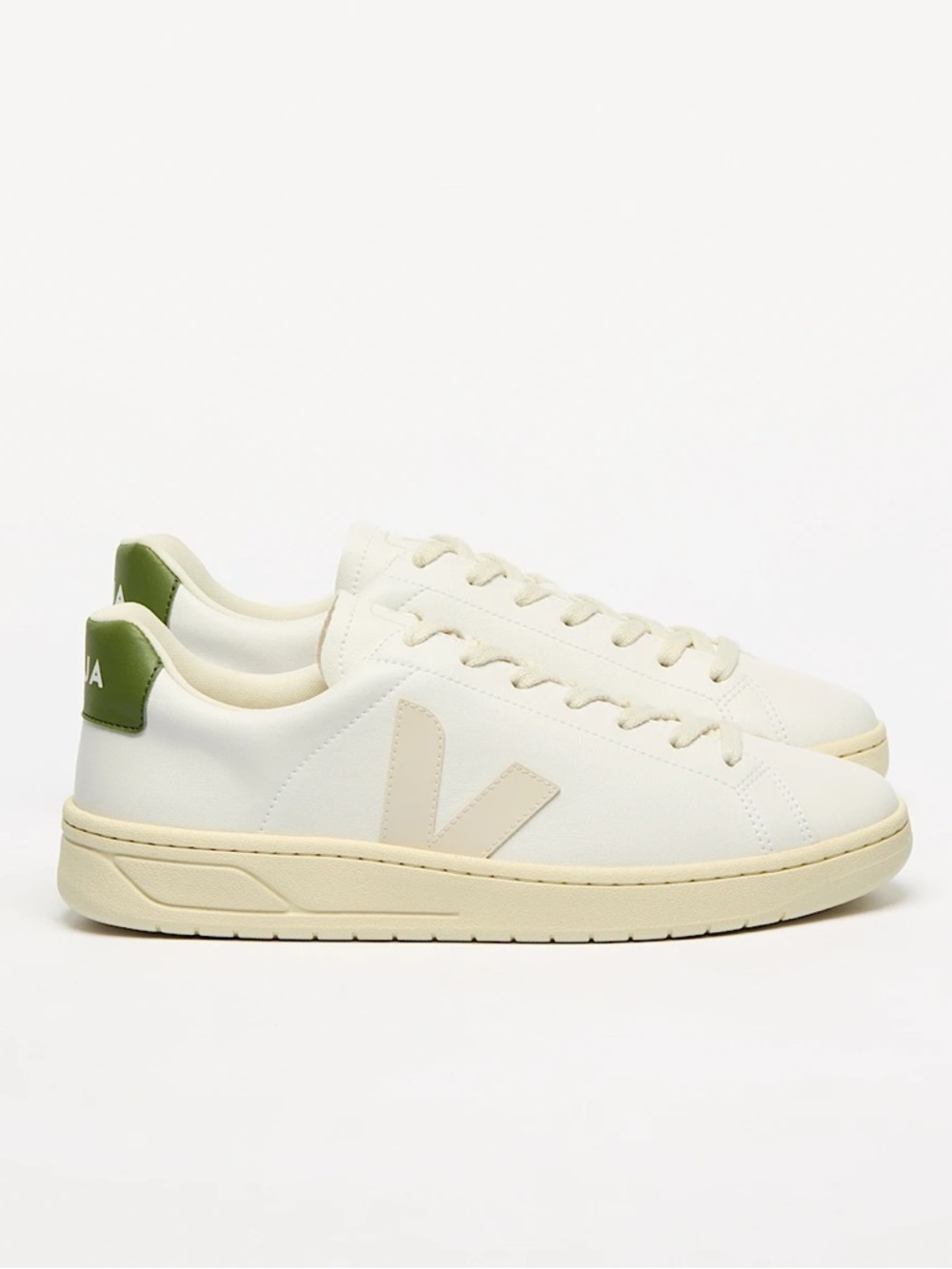 Veja URCA White Pierre Kiwi Cream White Sneakers with Green Heel